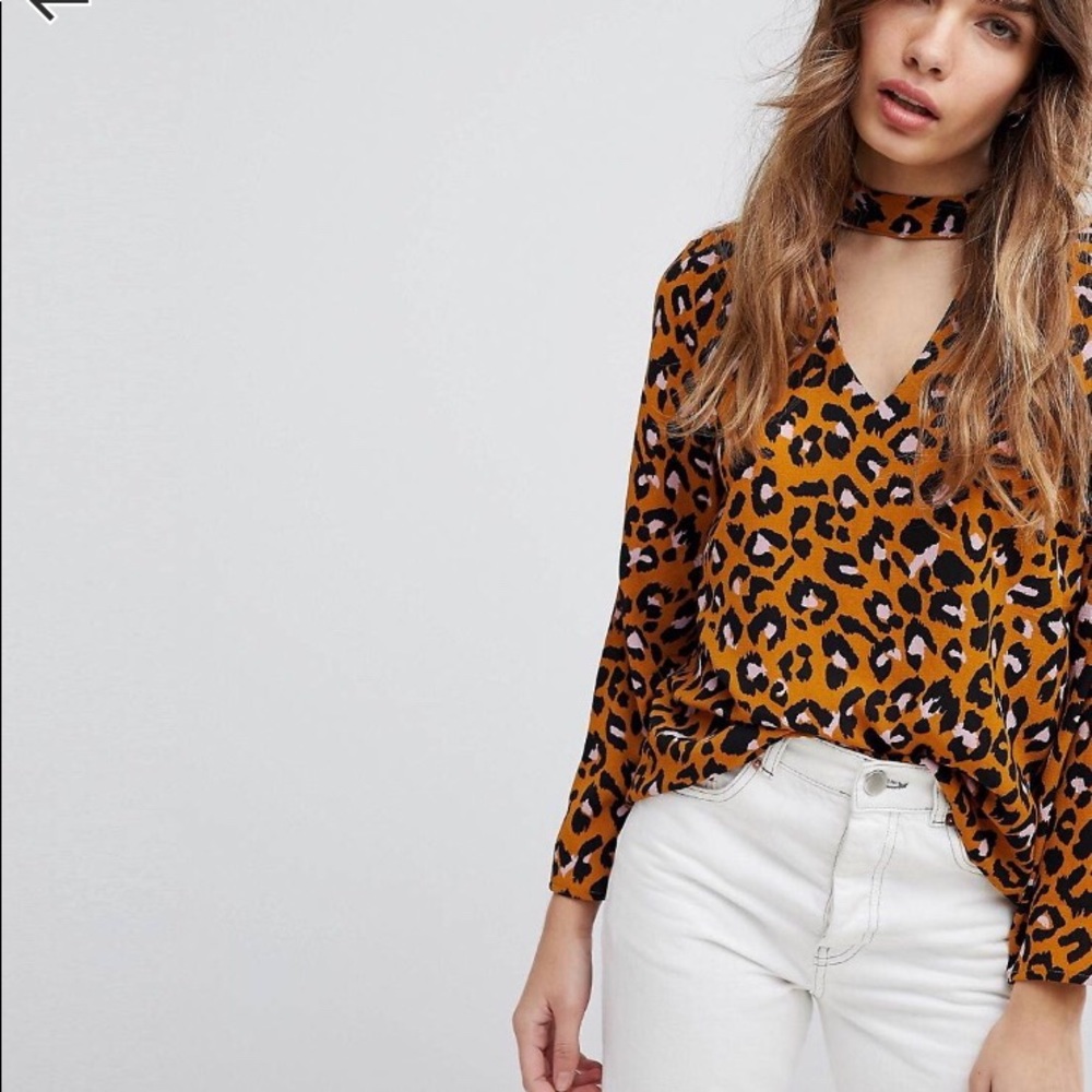 Nwt Jacqueline De Yong Leopard Print Blouse - image 1